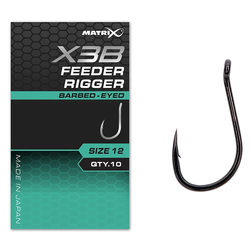 Matrix X3B Feeder Rigger Barbed Eyed Hooks